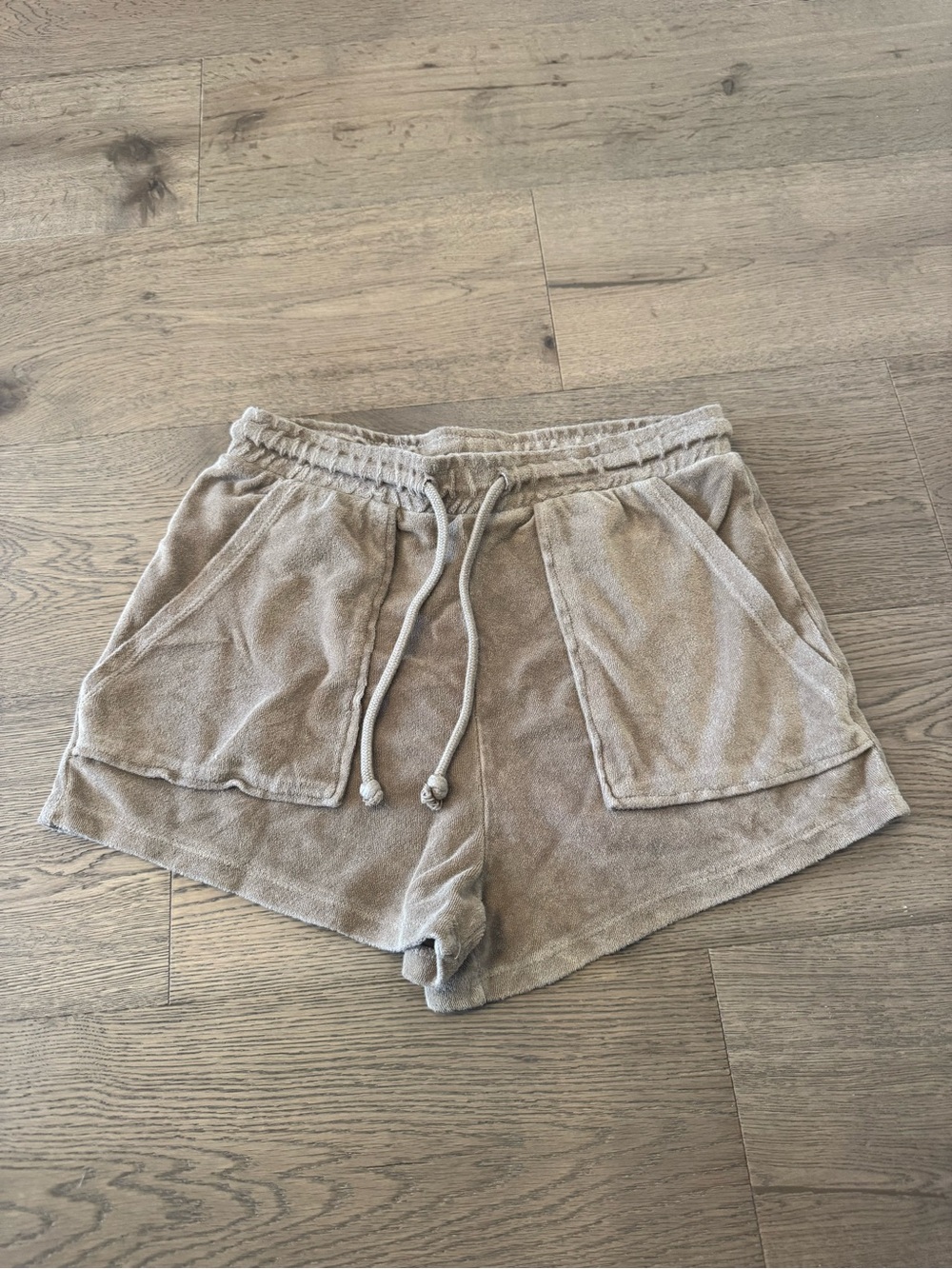 Zara Beige Terry Drawstring Athletic Shorts